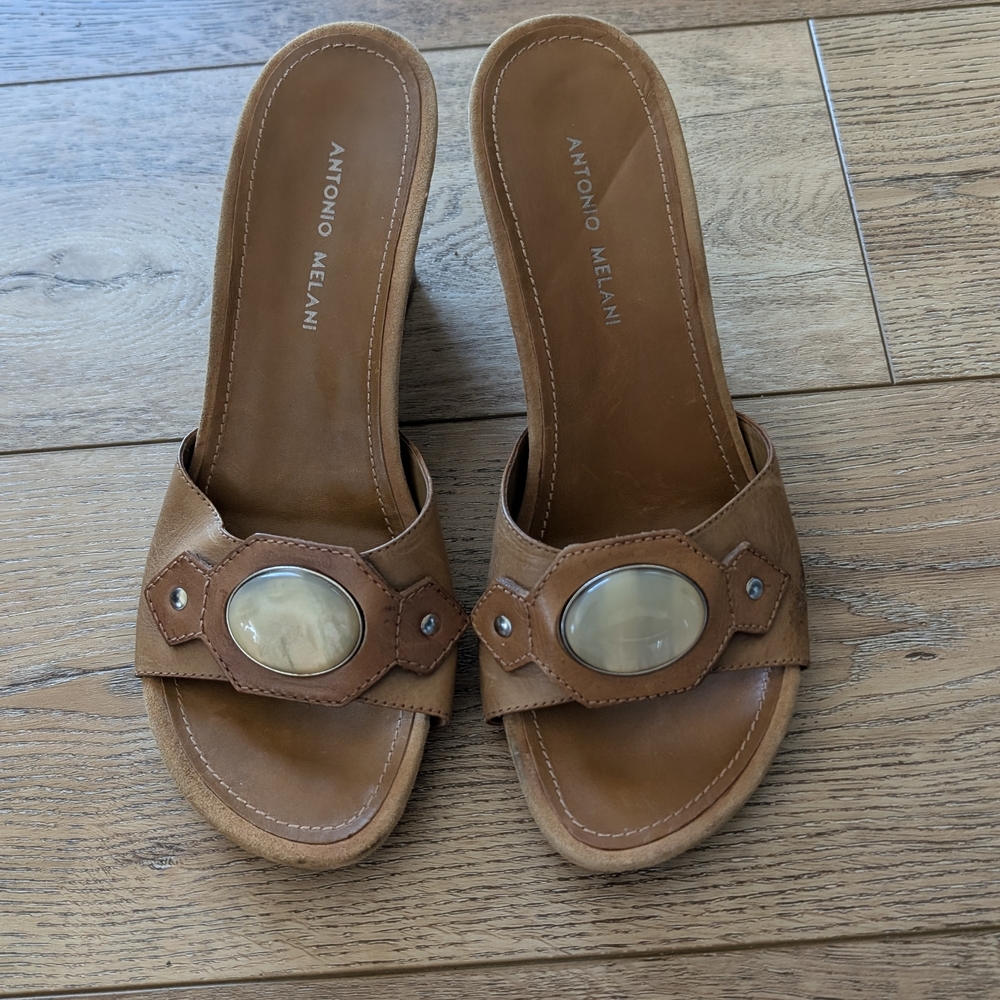 Antonio Melani Tan Slide Sandals